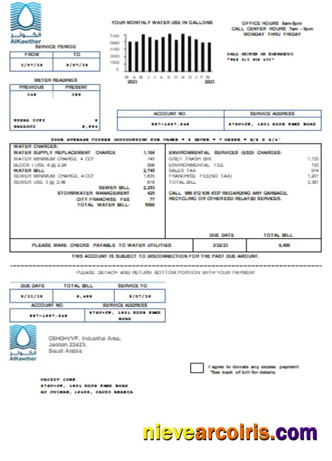 AlKawther utility business bill